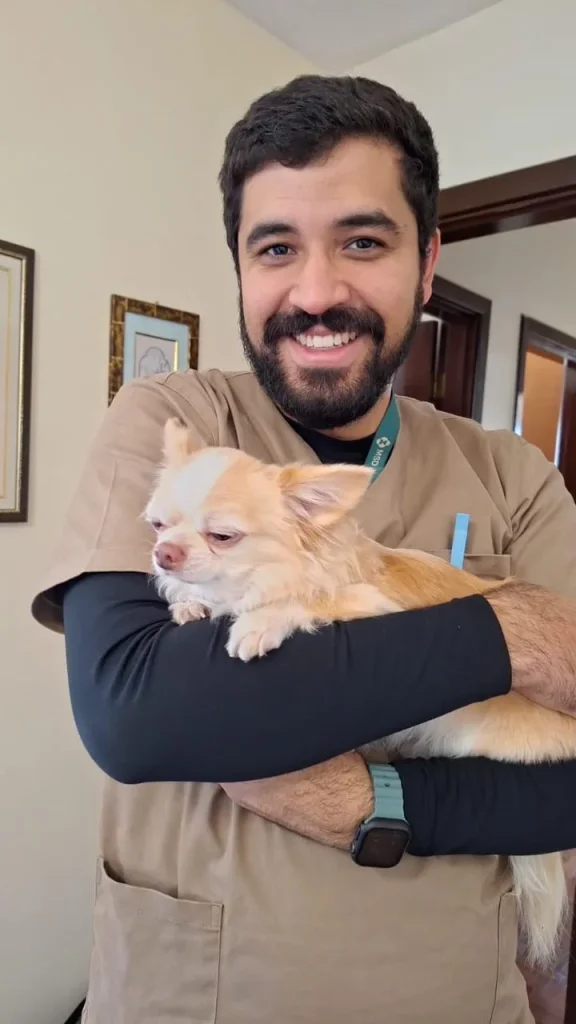 Dr. Maicon Vieira em consulta veterinária no conforto da casa do pet